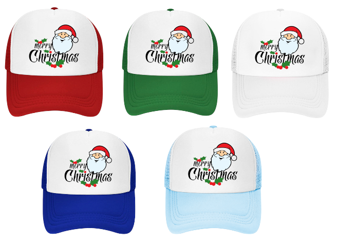 Santa Hat Adjustable Snapback Trucker Hat Santa Christmas Hat Holiday Gift Hat
