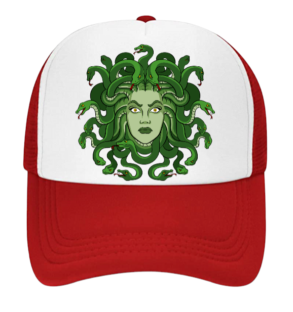 Medusa Hat Beauty Goddess Mythological Creature Trucker Hat 20 Snakes Halloween