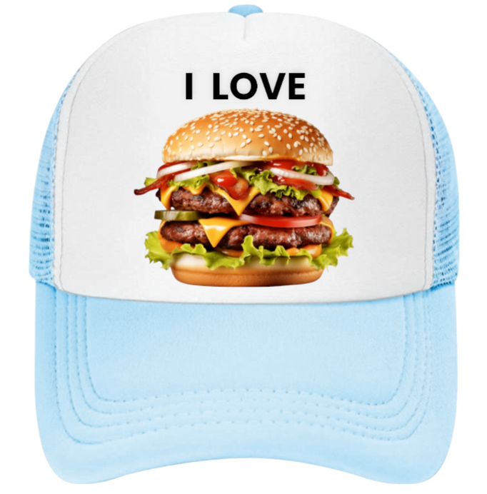 I love Burgers Hat Adjustable Snapback Trucker Hat Burgers Hat Coca-Cola Burger