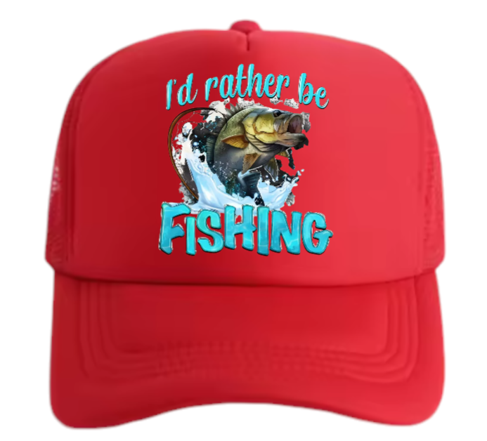 I'd Rather Be Fishing Hat Adjustable Snapback Trucker Hat Funny Fishing Hat