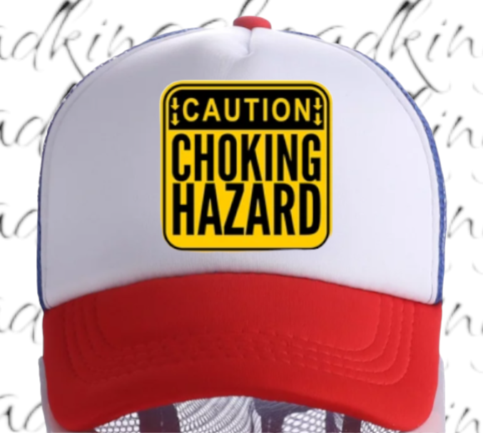 Caution Chocking Hazard Hat Adjustable Trucker Hat Playful Safety Funny Hat