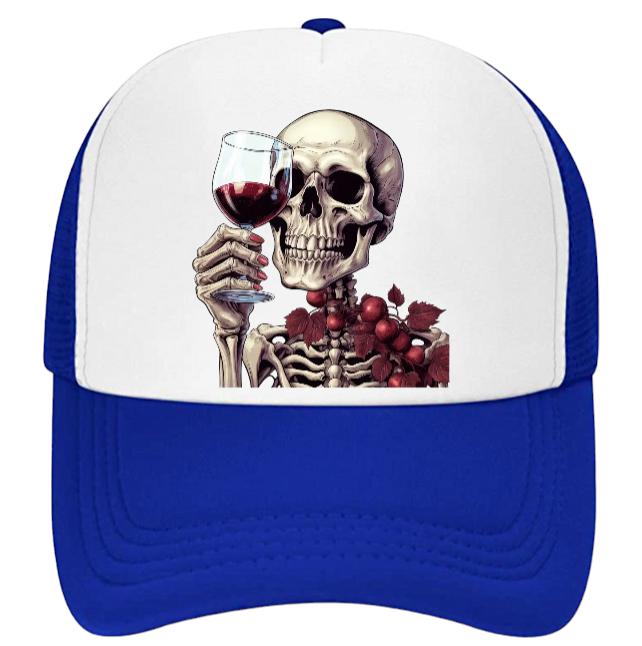 Gothic Skull Hat Adjustable Snapback Trucker Hat Skull Drinking Wine Skull Hat