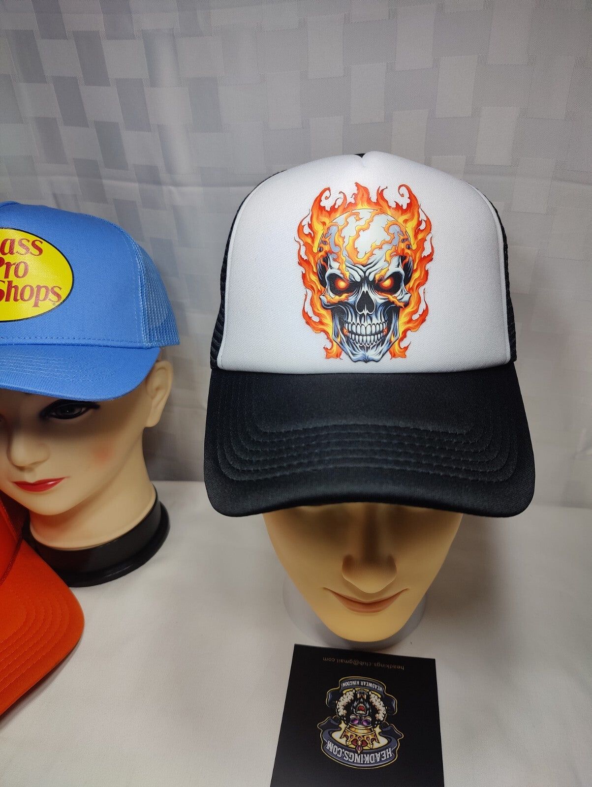 Flaming Skull Hat Adjustable Snapback Trucker Hat Burning Skull Hat Hardcore Hat