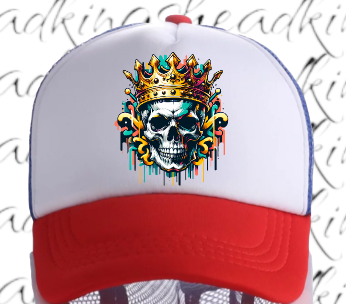 King Hat Adjustable Snapback Trucker Hat Skull Wearing Crown Hat Kingdom Hat