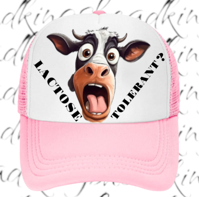 Lactose Tolerant Hat Adjustable Snapback Trucker Hat Surprised Cow Funny Hat