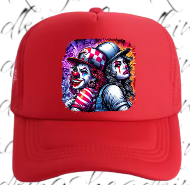Funny Hat Laugh Now Cry Later Adjustable Snapback Trucker Hat Colorful Clown Hat
