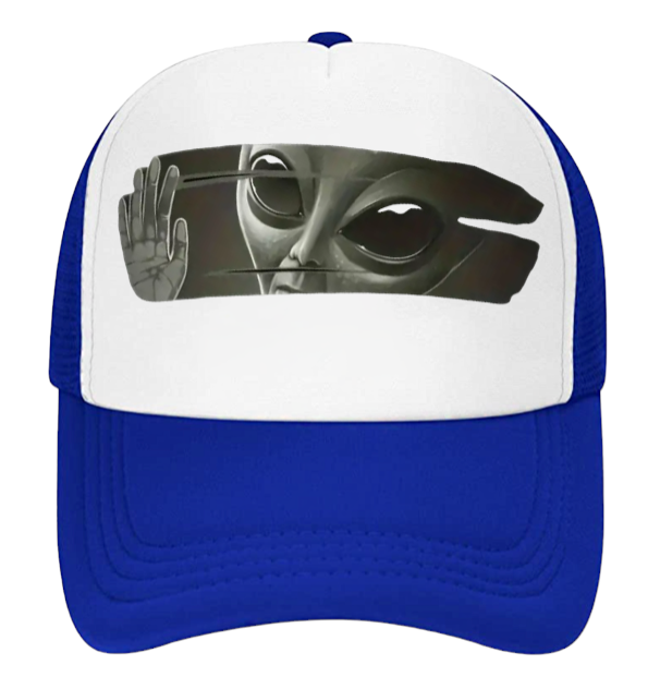 Funny Hat Alien Hat Adjustable Snapback Trucker Hat Scary Alien Peeping at Human