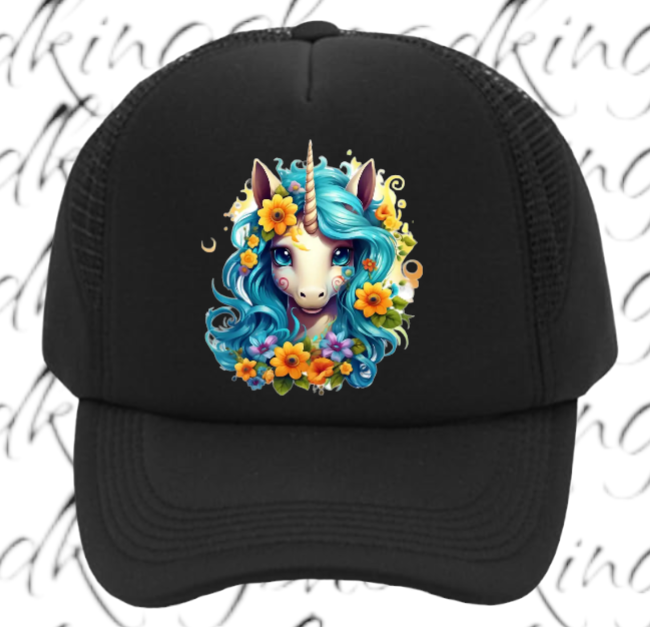Anime Unicorn Hat Adjustable Snapback Trucker Hat Cute Baby Unicorn Floral Hat