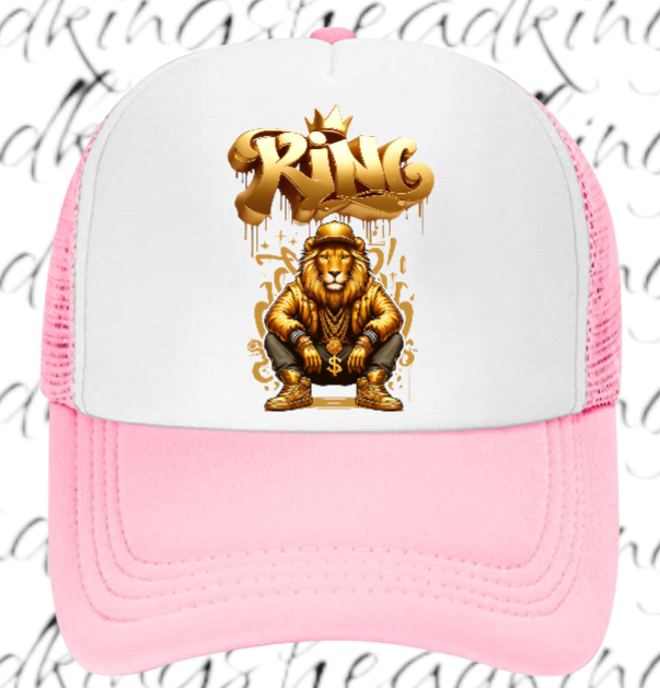 Lion King Adjustable Snapback Trucker Hat Gangster Crown Lion King Dollar Chain
