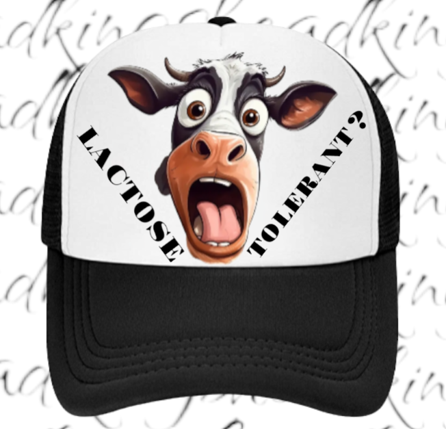 Lactose Tolerant Hat Adjustable Snapback Trucker Hat Surprised Cow Funny Hat