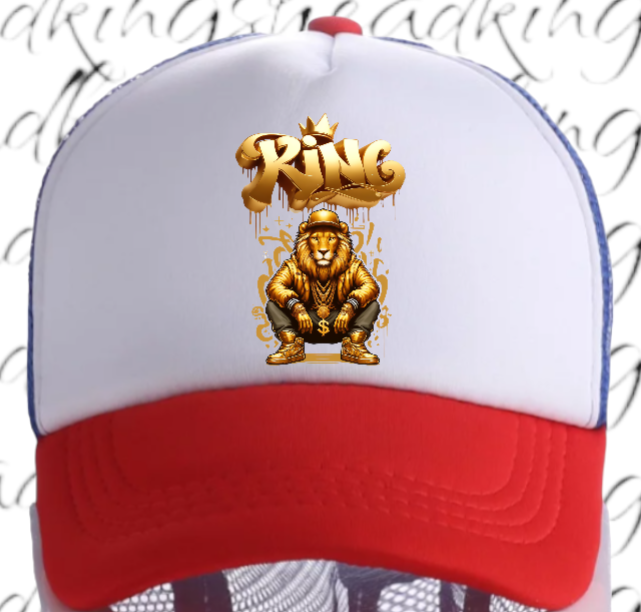 Lion King Adjustable Snapback Trucker Hat Gangster Crown Lion King Dollar Chain