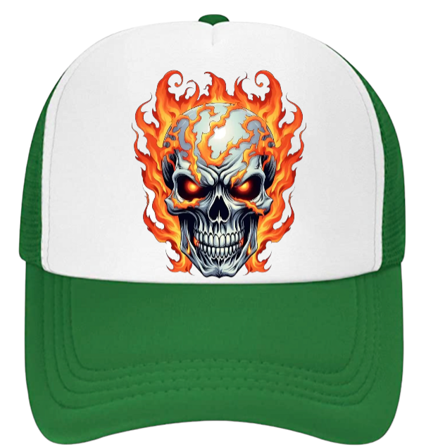 Burning Skull Hat Adjustable Snapback Trucker Hat Burning Skull Fire Skull Hat