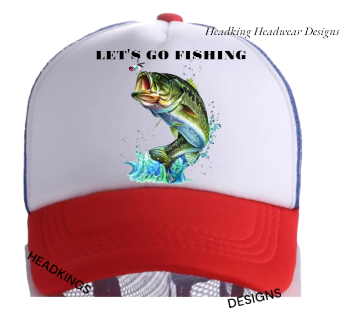Fishing Hat Adjustable Snapback Trucker Hat Let's Go Fishing Hat Sea Fish Bait