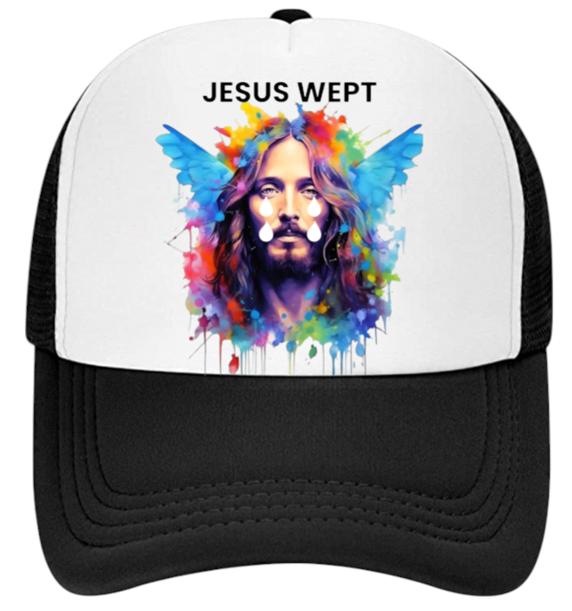 Jesus Hat Trucker Hat Outdoors Hat Religions Faith Jesus Wept Bible Verse Hat