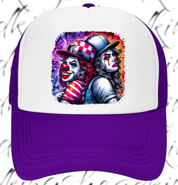 Funny Hat Laugh Now Cry Later Adjustable Snapback Trucker Hat Colorful Clown Hat