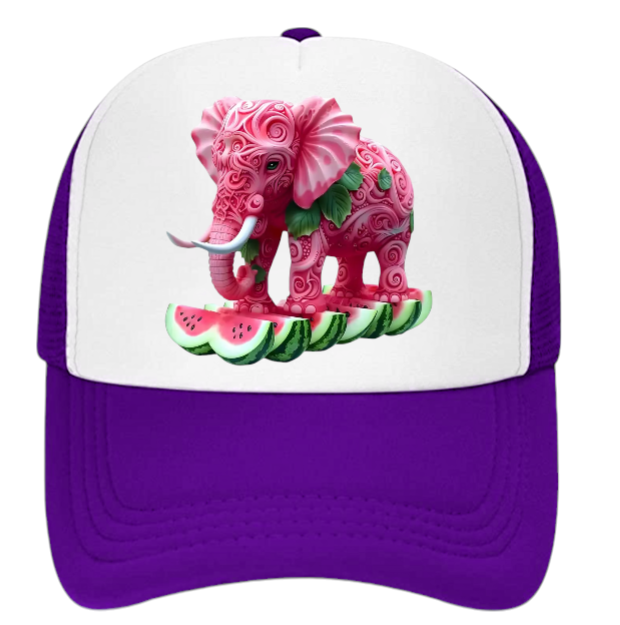 Watermelon Elephant Adjustable Snapback Trucker Hat Summer Hat Watermelons Hat
