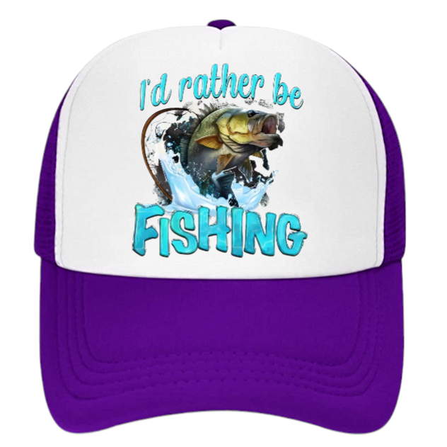 I'd Rather Be Fishing Hat Adjustable Snapback Trucker Hat Funny Fishing Hat