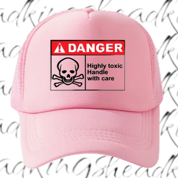 Funny Hat Adjustable Trucker Hat Safety Hat Danger Warning Sign Hat Toxic Love