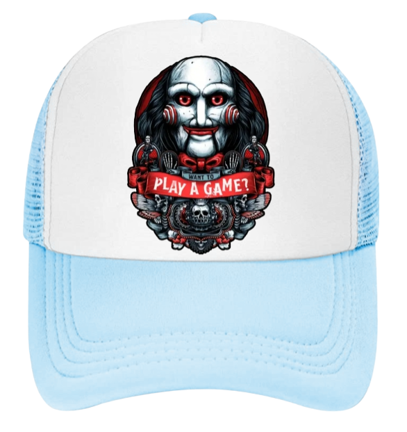 Horror Hat Adjustable Snapback Trucker Hat Movie Let's Play a Game Scary Hat