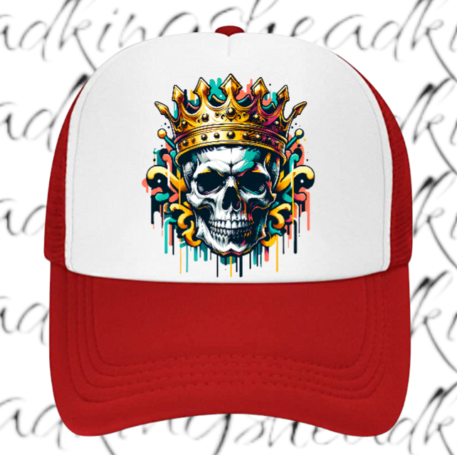 King Hat Adjustable Snapback Trucker Hat Skull Wearing Crown Hat Kingdom Hat