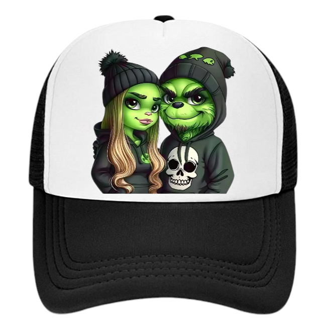 Grinch Hat Adjustable Snapback Trucker Hat Christmas Theme Couple Lovers Hat