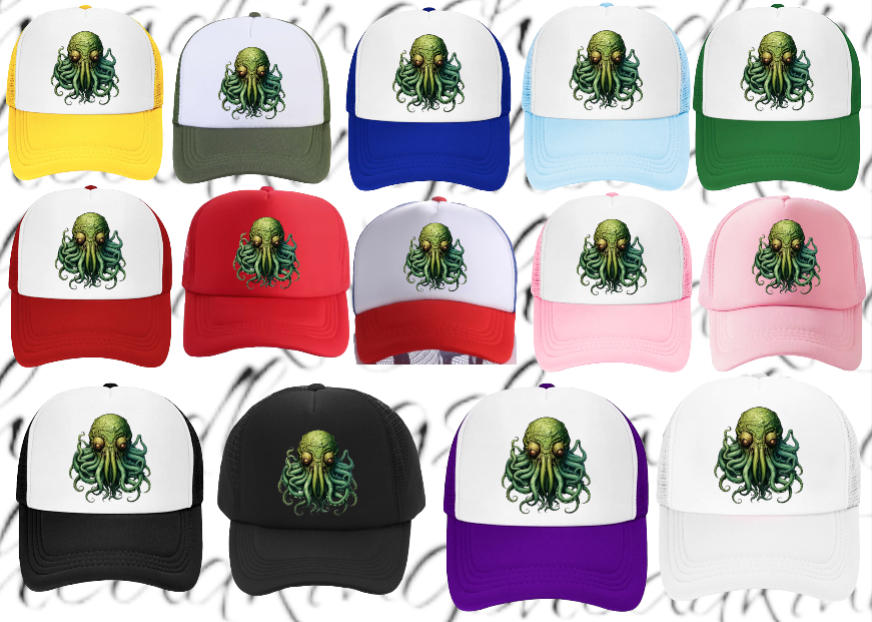 Monster Hat Adjustable Snapback Trucker Hat Alien Sea Ocean Octopus Creature Hat