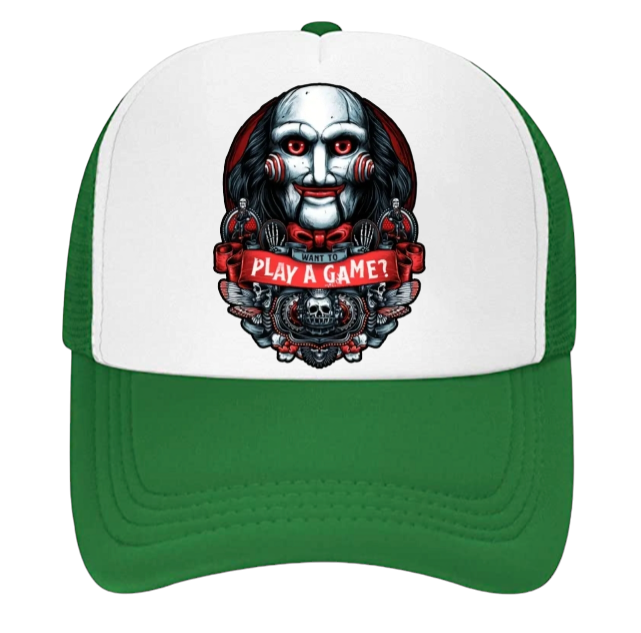 Horror Hat Adjustable Snapback Trucker Hat Movie Let's Play a Game Scary Hat