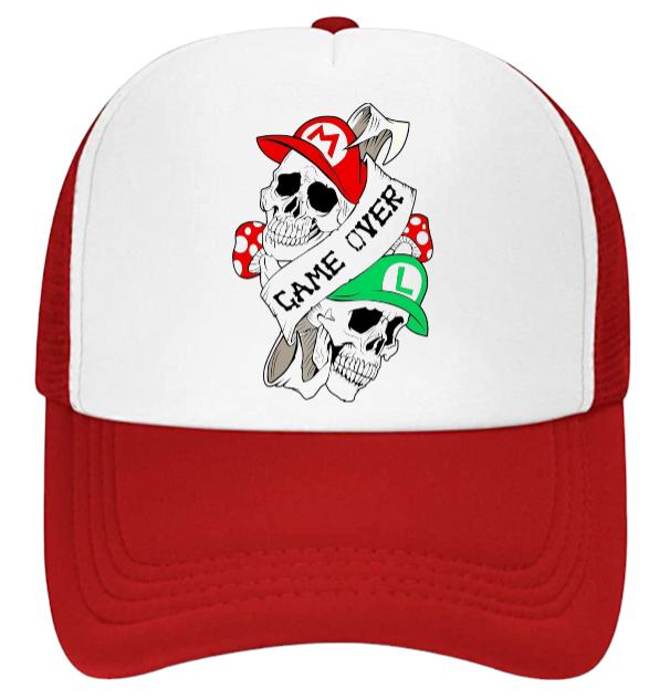 Super Mario Hat Game Over Skull Hat Baseball Hat Trucker Hat Mario Luigi Skull
