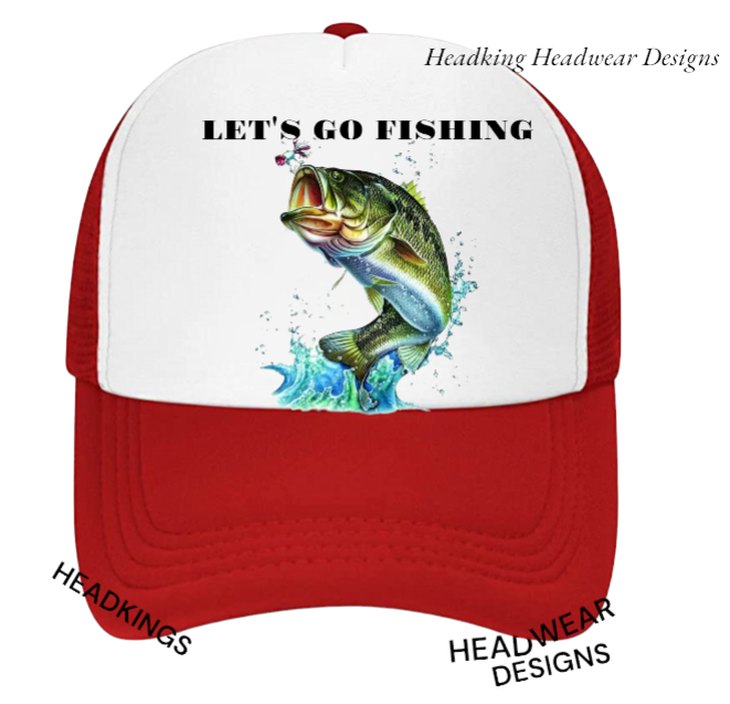 Fishing Hat Adjustable Snapback Trucker Hat Let's Go Fishing Hat Sea Fish Bait