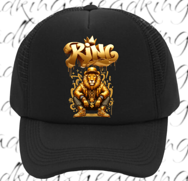 Lion King Adjustable Snapback Trucker Hat Gangster Crown Lion King Dollar Chain