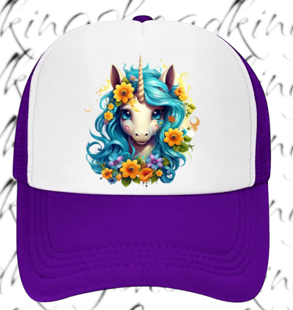 Anime Unicorn Hat Adjustable Snapback Trucker Hat Cute Baby Unicorn Floral Hat