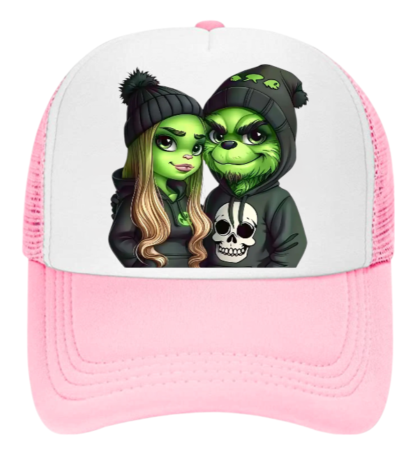 Grinch Hat Adjustable Snapback Trucker Hat Christmas Theme Couple Lovers Hat