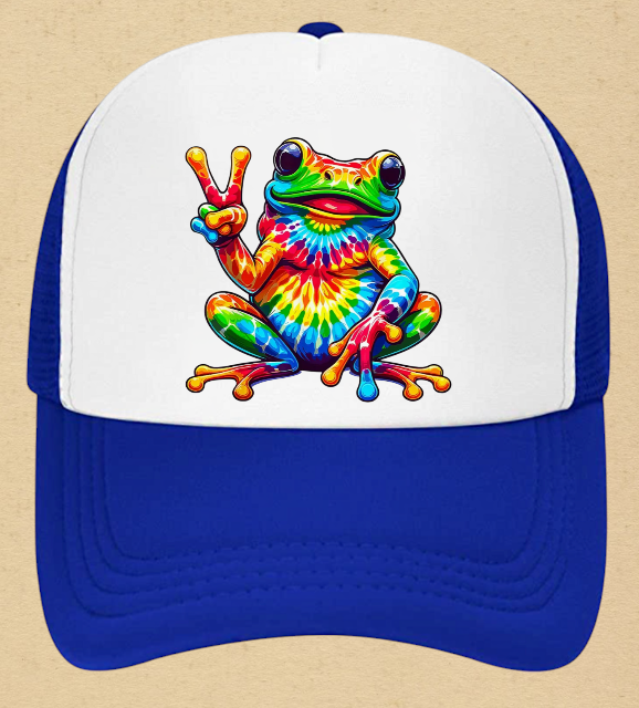 Tie and Dye Hat Adjustable Snapback Trucker Hat Happy Cute Frog Hat Funny Hat