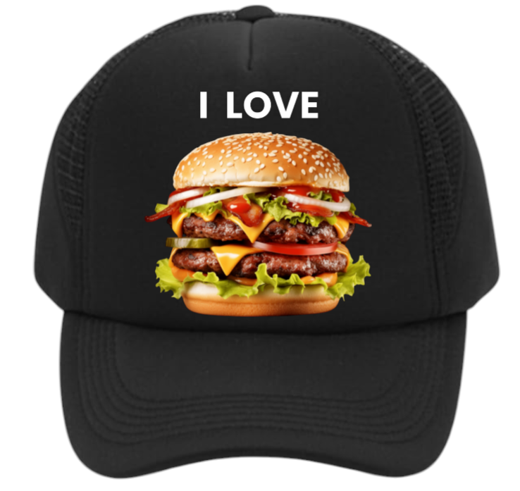 I love Burgers Hat Adjustable Snapback Trucker Hat Burgers Hat Coca-Cola Burger