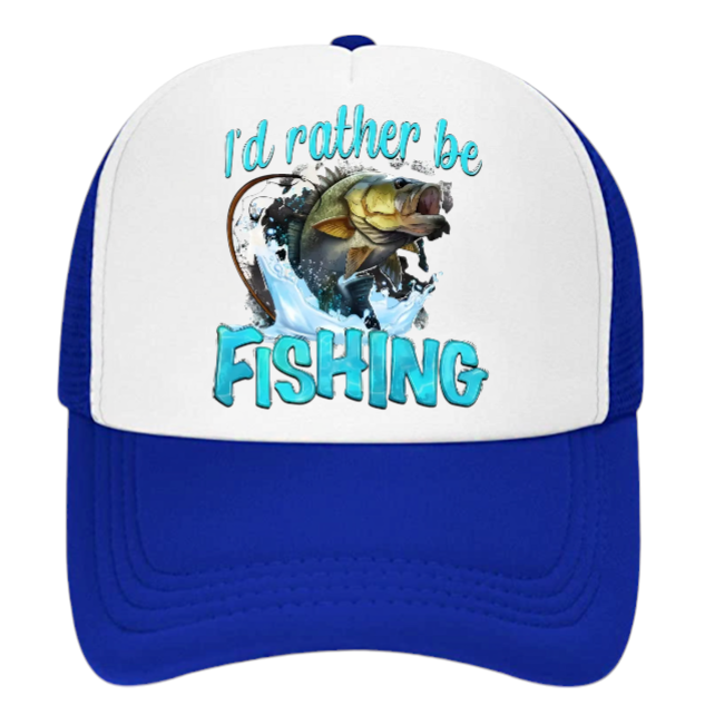 I'd Rather Be Fishing Hat Adjustable Snapback Trucker Hat Funny Fishing Hat