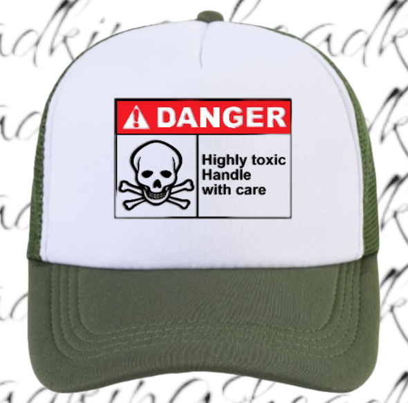Funny Hat Adjustable Trucker Hat Safety Hat Danger Warning Sign Hat Toxic Love