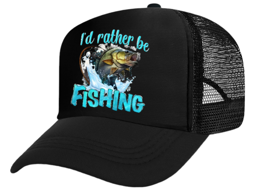 I'd Rather Be Fishing Hat Adjustable Snapback Trucker Hat Funny Fishing Hat