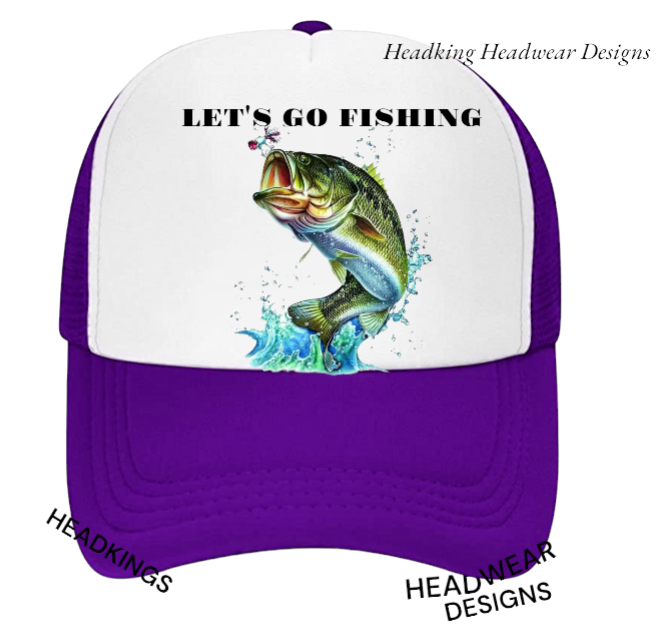 Fishing Hat Adjustable Snapback Trucker Hat Let's Go Fishing Hat Sea Fish Bait
