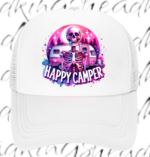 Camping Hat Adjustable Snapback Trucker Hat Happy Camper Outdoors Summer Hat
