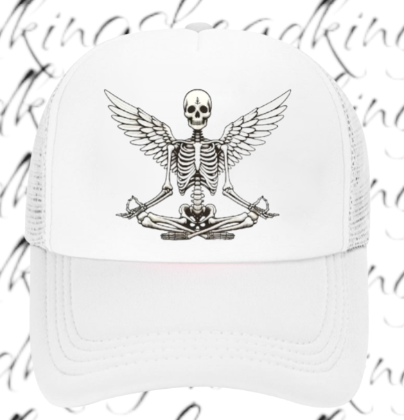 Funny Hat Adjustable Snapback Trucker Hat Yoga Meditation Gym Workout Hat Skull