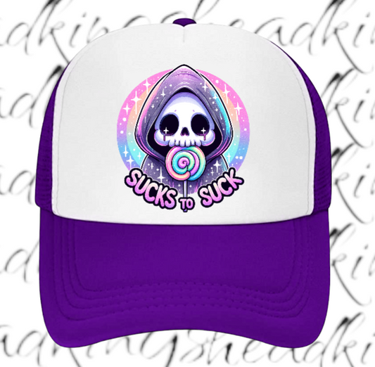 Funny Hat Adjustable Snapback Trucker Hat Sucks To Suck Hat Lollipop Hat Candy