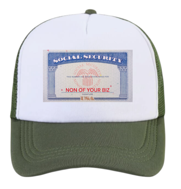 Social Security Hat Adjustable Snapback Trucker Hat Non Of Your Biz Funny Hat
