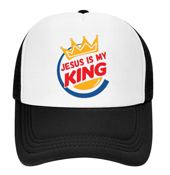 Jesus Is King Hat Adjustable Snapback Trucker Hat Religious Prayers Faith Bless
