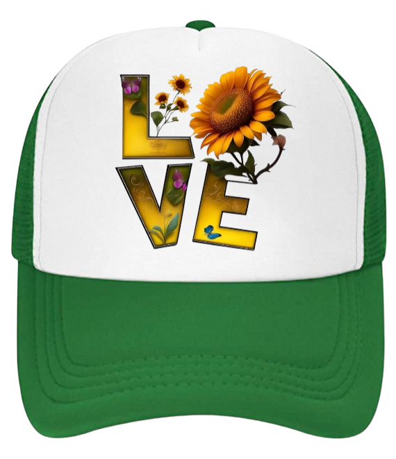Love Baseball Hat Sunflower Trucker Hat Adjustable Snapback Hat Unisex Hat