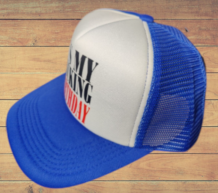 Birthday Hat Adjustable Snapback Trucker Hat Outdoors Hat Birthday Gift Hat Blue