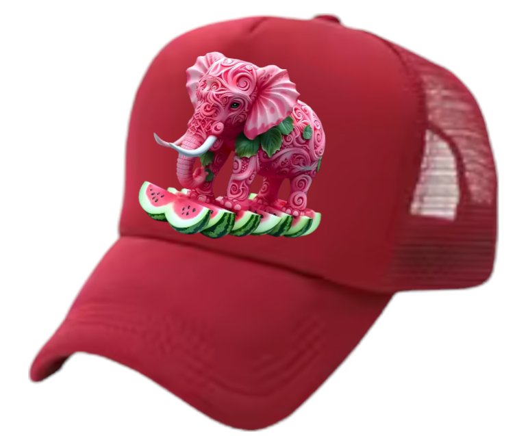 Watermelon Elephant Adjustable Snapback Trucker Hat Summer Hat Watermelons Hat
