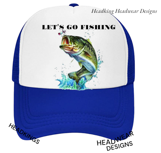 Fishing Hat Adjustable Snapback Trucker Hat Let's Go Fishing Hat Sea Fish Bait
