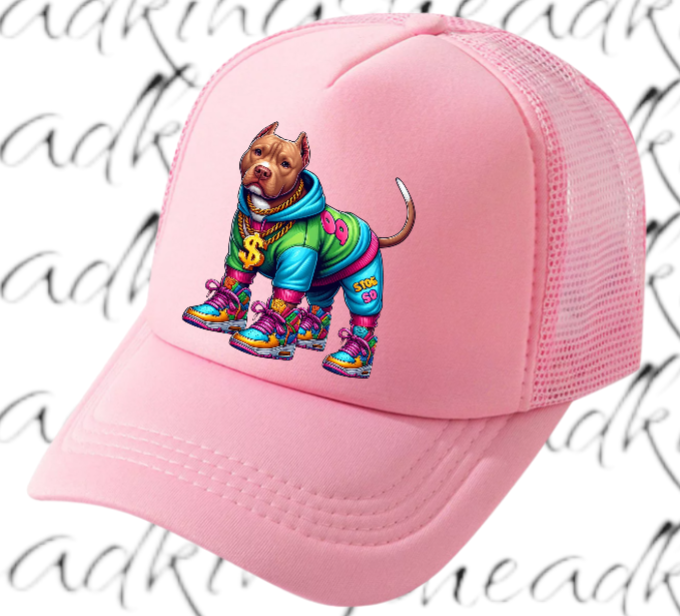 Dog Hat Adjustable Snapback Trucker Hat Gangster Dog Sneakers Dog Bulldog