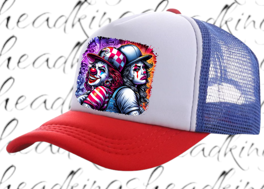 Funny Hat Laugh Now Cry Later Adjustable Snapback Trucker Hat Colorful Clown Hat
