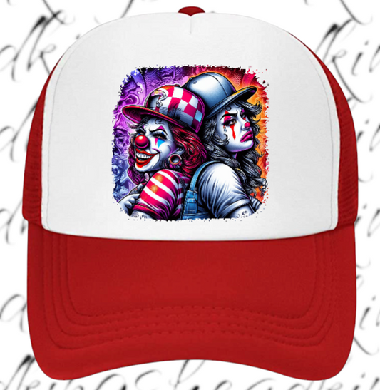 Funny Hat Laugh Now Cry Later Adjustable Snapback Trucker Hat Colorful Clown Hat
